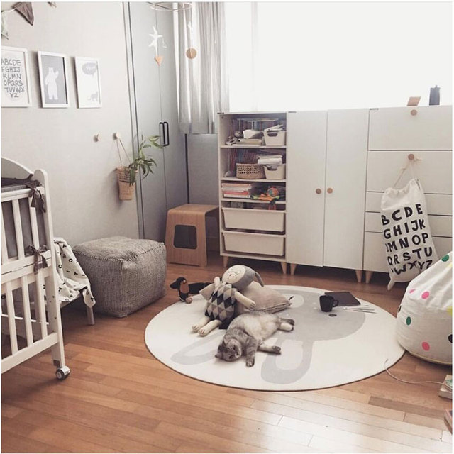 Mata do zabawy dla niemowląt - królik, koc bawełniany, okrągła podłoga, dywaniki, rekwizyty do fotografii - Wianko - 2