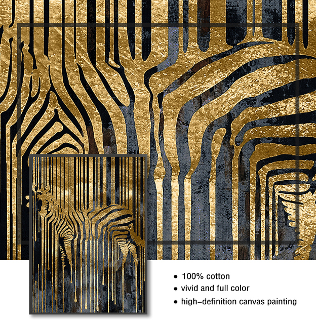 Obraz na płótnie Pokój sypialniany - Malarstwo dekoracyjne, abstrakcja, złota Zebra, styl nordycki, sztuka współczesna - Wianko - 7