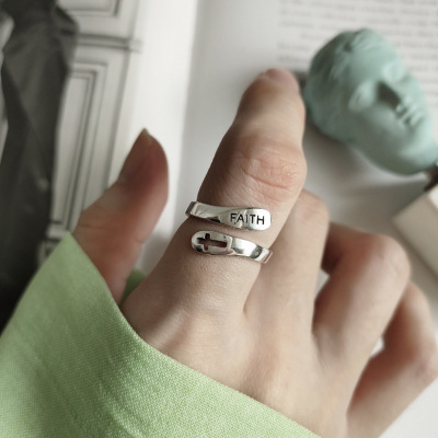 Modny pierścień Vintage z krzyżem - dostosowany do wielkości, idealny dla mężczyzn i kobiet, biżuteria dla chrześcijańskich osób - hurtownia - Wianko - 5