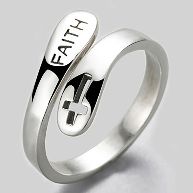 Modny pierścień Vintage z krzyżem - dostosowany do wielkości, idealny dla mężczyzn i kobiet, biżuteria dla chrześcijańskich osób - hurtownia - Wianko - 2