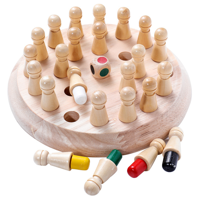 Drewniana pamięć i gra w szachy dla dzieci - kolorowa planszówka edukacyjna o rozwijającej zdolności poznawczej - Wianko - 5
