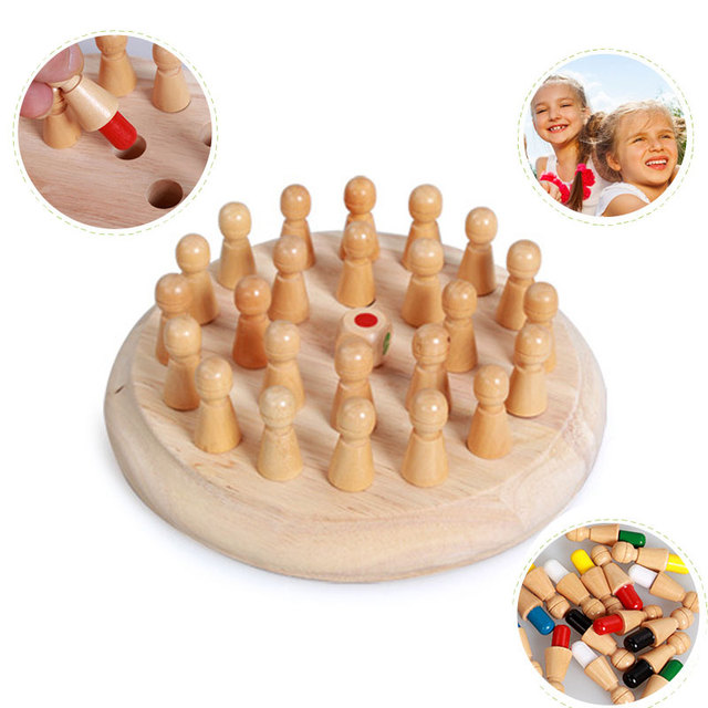 Drewniana pamięć i gra w szachy dla dzieci - kolorowa planszówka edukacyjna o rozwijającej zdolności poznawczej - Wianko - 2