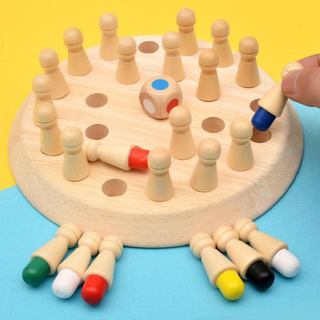 Drewniana pamięć i gra w szachy dla dzieci - kolorowa planszówka edukacyjna o rozwijającej zdolności poznawczej - Wianko - 6