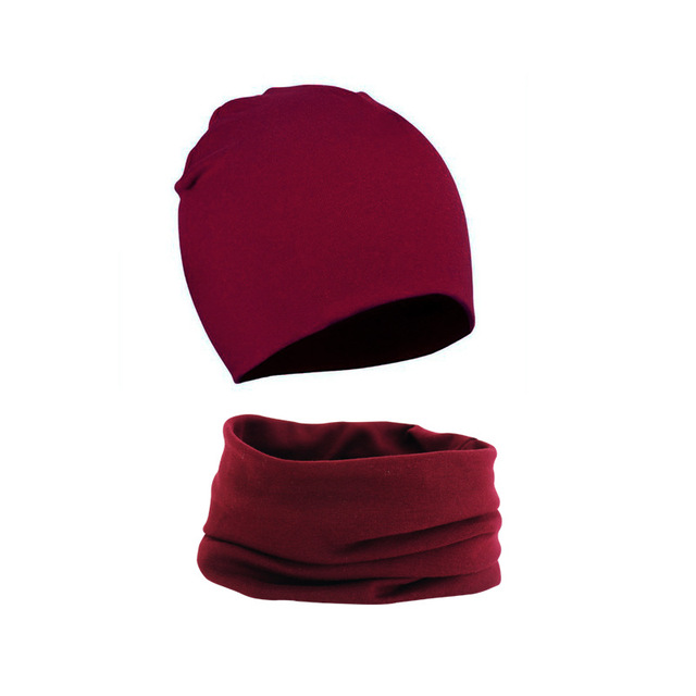 Nowa elastyczna czapka dziecięca bawełniana dla dziewczynek i chłopców + zestaw szalików, 15 kolorów - Wianko - 12
