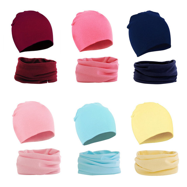 Nowa elastyczna czapka dziecięca bawełniana dla dziewczynek i chłopców + zestaw szalików, 15 kolorów - Wianko - 3