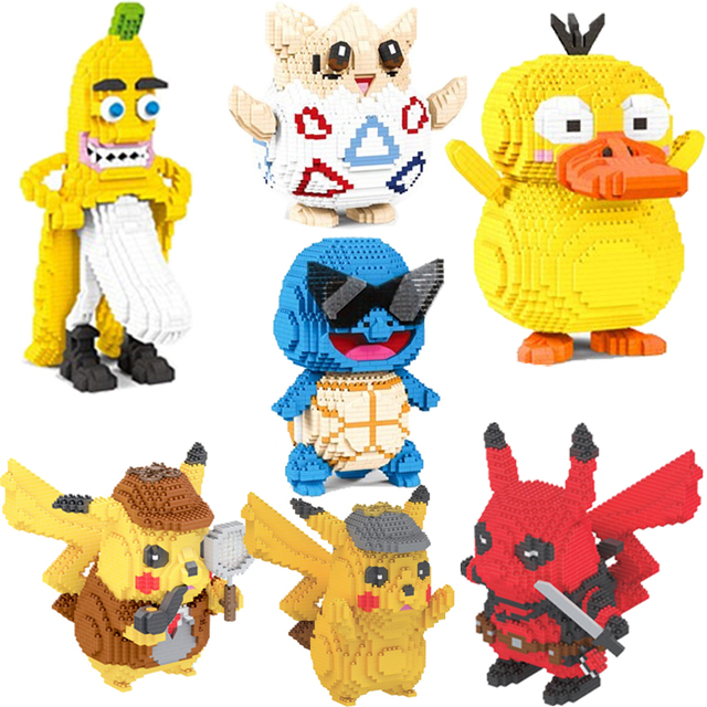 Okulary przeciwsłoneczne Pikachu Pokemon dla dzieci, wodne żółwie, skóra Psyduck, zabawki blokowe - Wianko - 1