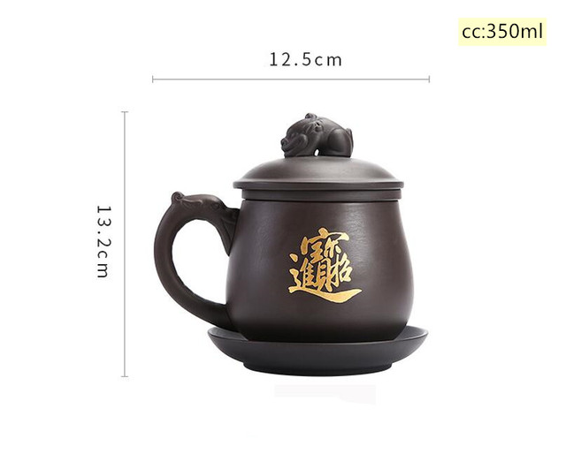 Zestaw naczyń do herbaty z filiżanką Yixing Handmade, glinianym filtrem separującym, i 350ml kubkiem podróżnym - Wianko - 3