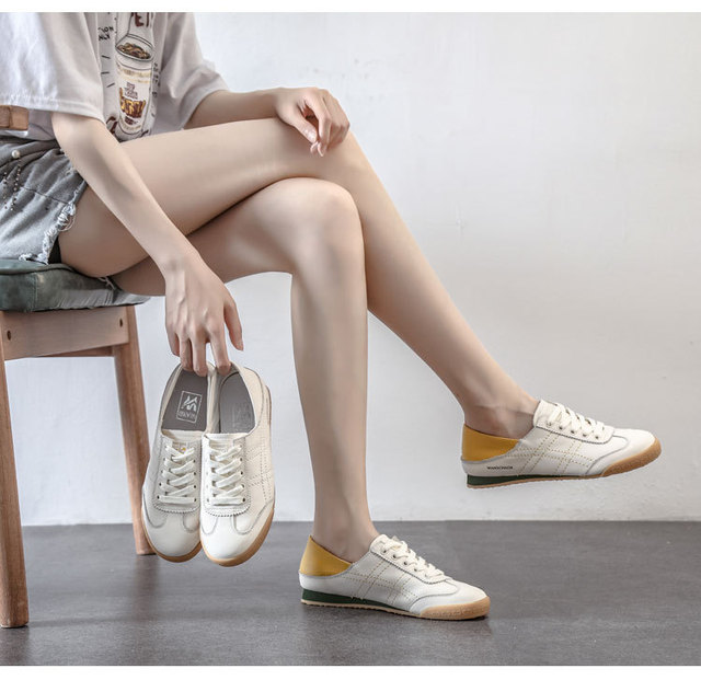 Nowe damskie buty na wiosnę/jesień 2020 z miękką gumową podeszwą i wygodnym płytkim kształtem - białe, skórzane - Wianko - 12