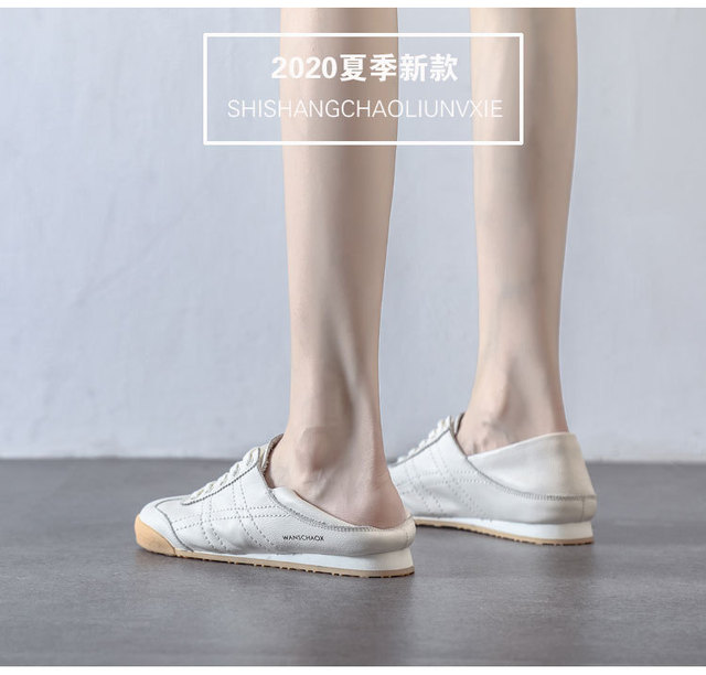 Nowe damskie buty na wiosnę/jesień 2020 z miękką gumową podeszwą i wygodnym płytkim kształtem - białe, skórzane - Wianko - 3