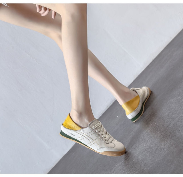 Nowe damskie buty na wiosnę/jesień 2020 z miękką gumową podeszwą i wygodnym płytkim kształtem - białe, skórzane - Wianko - 11