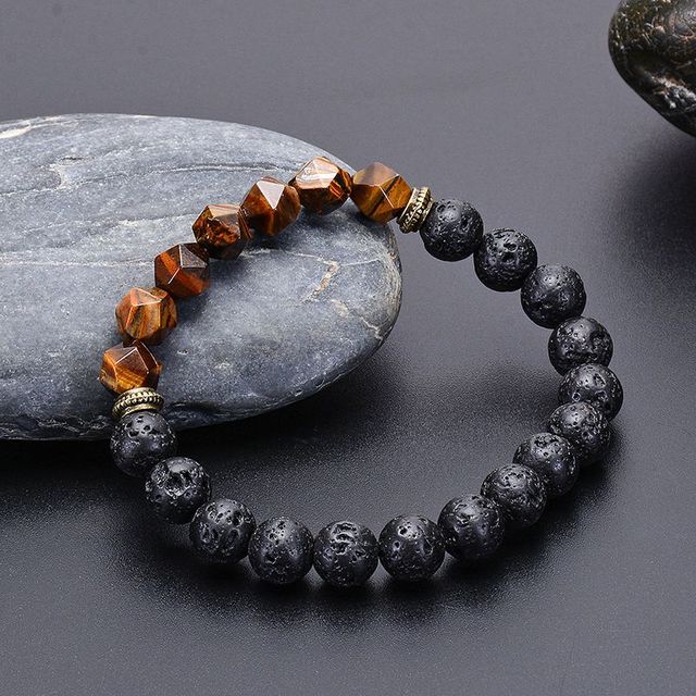 Bransoletka pleciona z naturalnym obsydianem hematytu i koralikami Tiger Eye 2021 - Wianko - 2