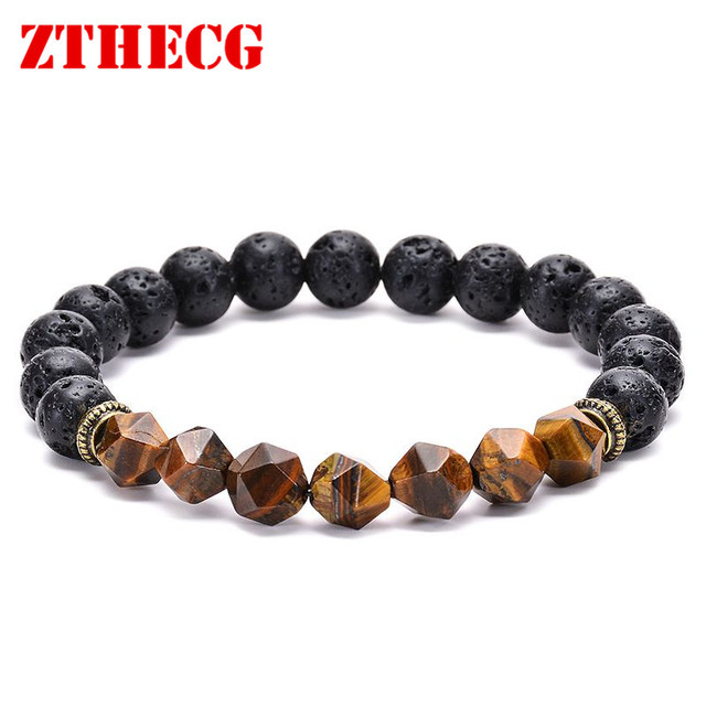 Bransoletka pleciona z naturalnym obsydianem hematytu i koralikami Tiger Eye 2021 - Wianko - 6