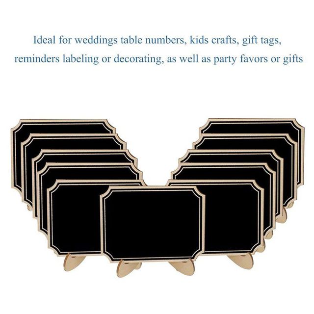 20 Mini tablic kredowych z podstawką - zestaw 20 małych drewnianych prostokątnych tabliczek na wesela i urodziny - Wianko - 6