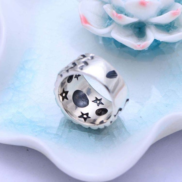Pięcioramienny pierścień męski wykonany z prawdziwego srebra S925 w stylu retro - Wianko - 7