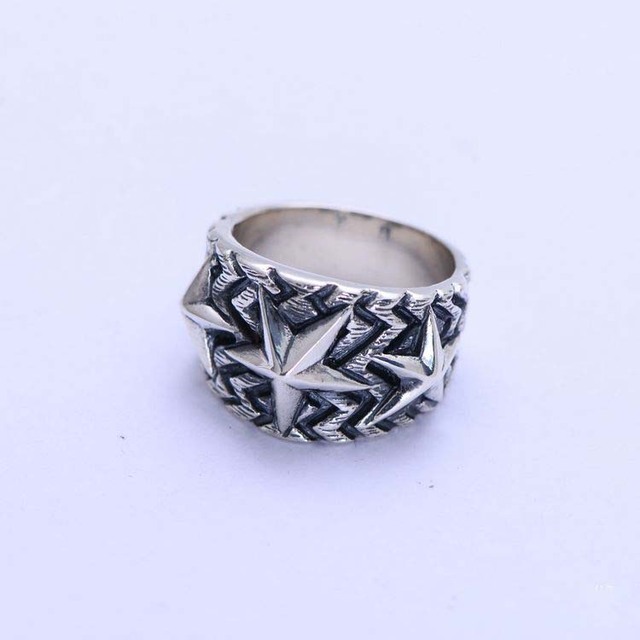 Pięcioramienny pierścień męski wykonany z prawdziwego srebra S925 w stylu retro - Wianko - 5
