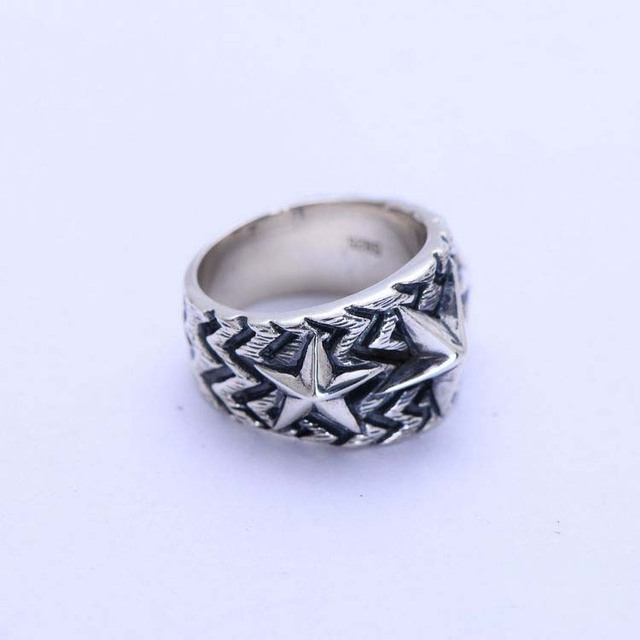 Pięcioramienny pierścień męski wykonany z prawdziwego srebra S925 w stylu retro - Wianko - 6