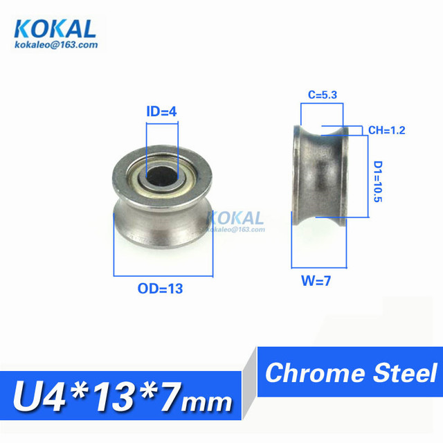 10 sztuk U rowek prowadnicy koła 624UU 4*13*7mm stal nierdzewna - Wianko - 7