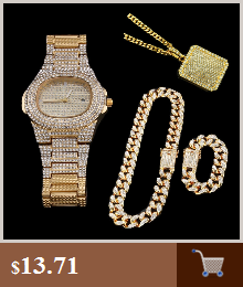 Zestaw luksusowych biżuterii męskiej: hip hop złoty zegarek, stylowa bransoletka i naszyjnik, lśniący wisiorek Ice Out - Wianko - 7