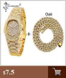 Zestaw luksusowych biżuterii męskiej: hip hop złoty zegarek, stylowa bransoletka i naszyjnik, lśniący wisiorek Ice Out - Wianko - 1