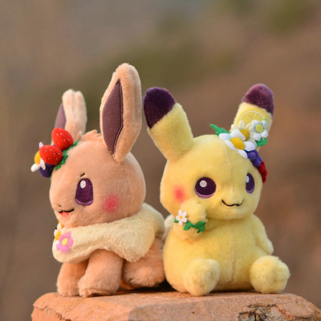 Pluszowa zabawka Pikachu i Eevee - Pokemon wieniec Corolla Elf Anime obrazek - Wianko - 3