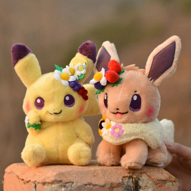 Pluszowa zabawka Pikachu i Eevee - Pokemon wieniec Corolla Elf Anime obrazek - Wianko - 4