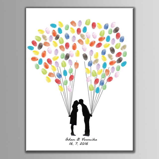 Księga gości z obrazem na płótnie - gorący balon dmuchany wesele drzewo z odcisków palców Bride Groom (prezent ślubny) - Wianko - 9