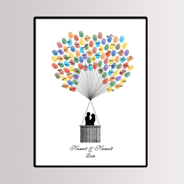 Księga gości z obrazem na płótnie - gorący balon dmuchany wesele drzewo z odcisków palców Bride Groom (prezent ślubny) - Wianko - 8