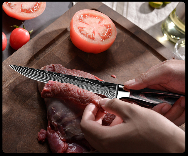 Nóż szefa kuchni wysokiej węgla noże kuchenne Damascus wzór laserowy japoński nóż Santoku Cleaver krojenie nóż introligatorski Grandsharp - Wianko - 22