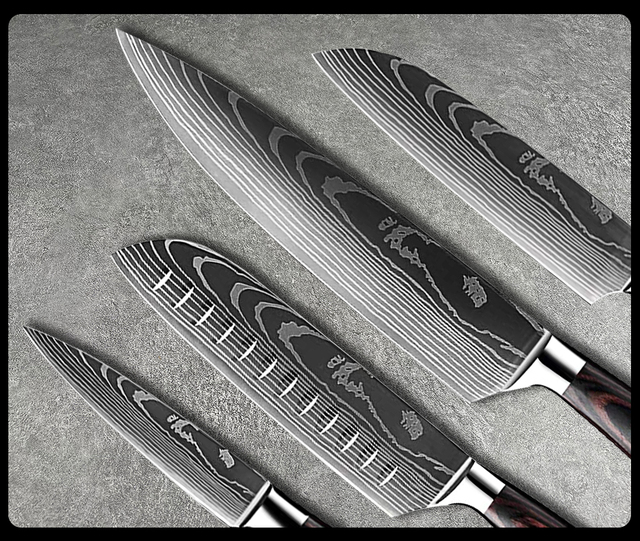 Nóż szefa kuchni wysokiej węgla noże kuchenne Damascus wzór laserowy japoński nóż Santoku Cleaver krojenie nóż introligatorski Grandsharp - Wianko - 14