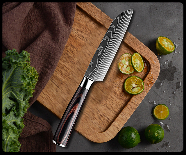 Nóż szefa kuchni wysokiej węgla noże kuchenne Damascus wzór laserowy japoński nóż Santoku Cleaver krojenie nóż introligatorski Grandsharp - Wianko - 23