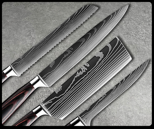 Nóż szefa kuchni wysokiej węgla noże kuchenne Damascus wzór laserowy japoński nóż Santoku Cleaver krojenie nóż introligatorski Grandsharp - Wianko - 15
