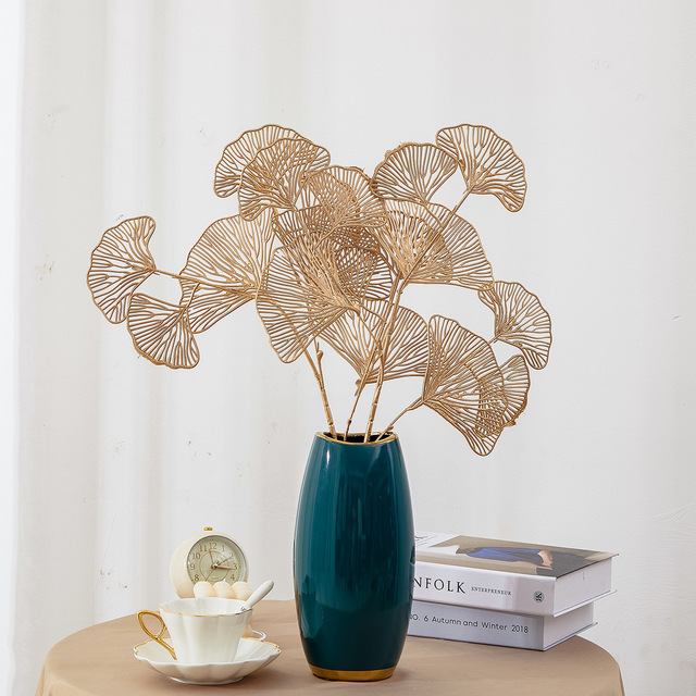 Sztuczna roślina klon liść eukaliptusa złocony - dekoracja do domu, sypialni, biura, ślubu i świąt - Wianko - 4
