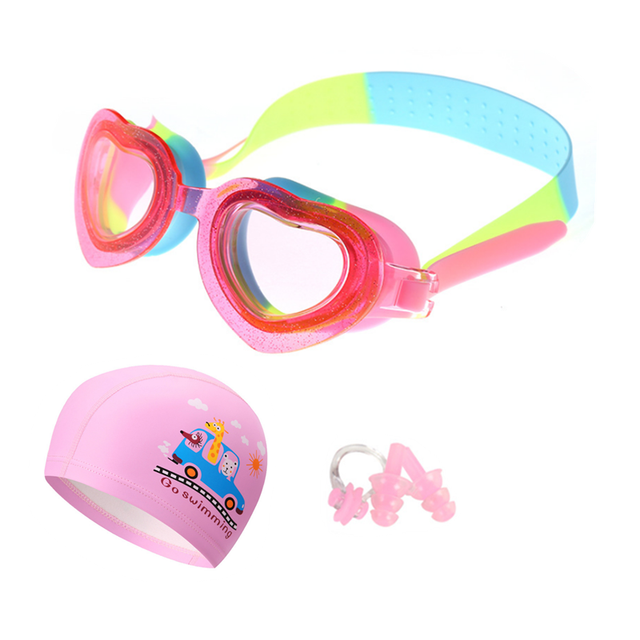 Okulary pływackie dla dzieci z zatyczkami, czepek kąpielowy i cechy profesjonalne - Wianko - 1