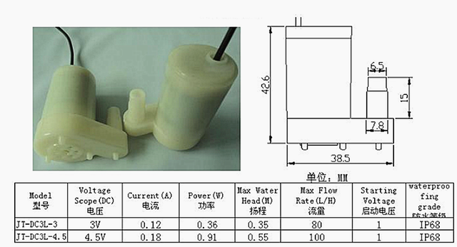 Pompa wody niskiego hałasu 2021 Micropump bezszczotkowa 3/4.5V 80-100L/H - Wianko - 10