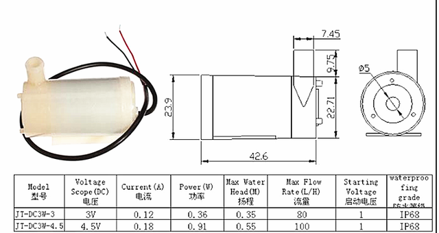 Pompa wody niskiego hałasu 2021 Micropump bezszczotkowa 3/4.5V 80-100L/H - Wianko - 11