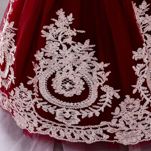 Suknia urodzinowa dla noworodka - formalna, haftowana, z kokardką - pierwszy rok dla dziewczynki - księżniczka, suknia ślubna - Wianko - 14
