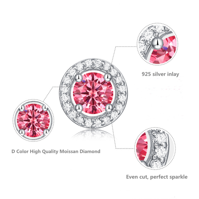 Srebrne kolczyki QALEDE - wysoka jakość, różowe diamenty, nowoczesny design - Wianko - 3