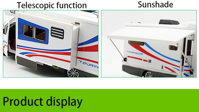 Luksusowy model samochodu campingowego RV 1:32 z odlewanego metalu dla dzieci - Wianko - 11