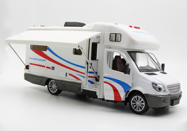 Luksusowy model samochodu campingowego RV 1:32 z odlewanego metalu dla dzieci - Wianko - 12