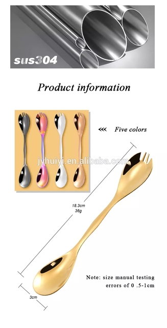 Zestaw 2 w 1: dwugłowa łyżka/widelec ze stali nierdzewnej, przenośne narzędzie kuchenne - Wianko - 17