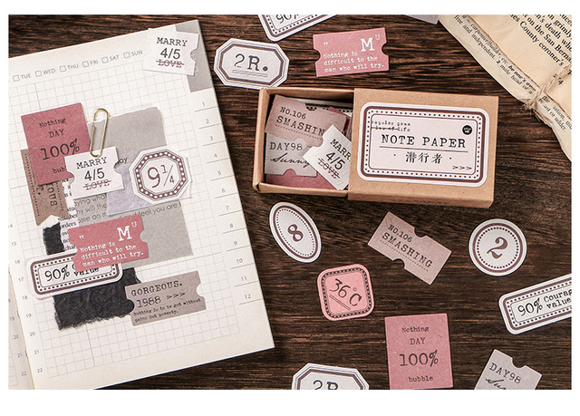45 sztuk Retro karteczki do notowania - Mini etykiety, zapisywalny papier, dziennik, Planner, Scrapbooking - dekoracja w stylu Vintage, DIY Craft Paper - Wianko - 10