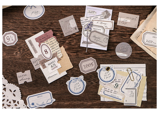 45 sztuk Retro karteczki do notowania - Mini etykiety, zapisywalny papier, dziennik, Planner, Scrapbooking - dekoracja w stylu Vintage, DIY Craft Paper - Wianko - 12