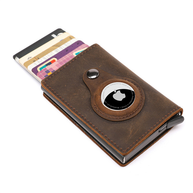 Skórzany portfel z blokadą Rfid i uchwytem na pieniądze - etui na karty i dokumenty z magnetyczną kartą Airtag - Wianko - 8