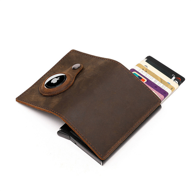 Skórzany portfel z blokadą Rfid i uchwytem na pieniądze - etui na karty i dokumenty z magnetyczną kartą Airtag - Wianko - 15
