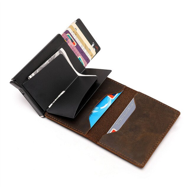 Skórzany portfel z blokadą Rfid i uchwytem na pieniądze - etui na karty i dokumenty z magnetyczną kartą Airtag - Wianko - 13