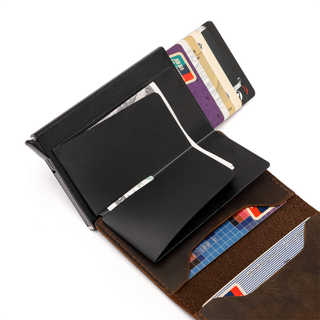 Skórzany portfel z blokadą Rfid i uchwytem na pieniądze - etui na karty i dokumenty z magnetyczną kartą Airtag - Wianko - 14
