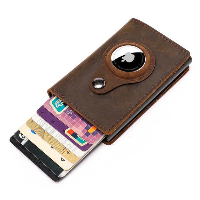 Skórzany portfel z blokadą Rfid i uchwytem na pieniądze - etui na karty i dokumenty z magnetyczną kartą Airtag - Wianko - 10