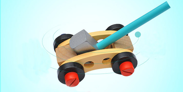 Drewniana skrzynka z narzędziami DIY dla dzieci - edukacyjne zestaw narzędzi do naprawy, symulacja, nauka inżynierii, puzzle - prezent dla chłopca - Wianko - 5