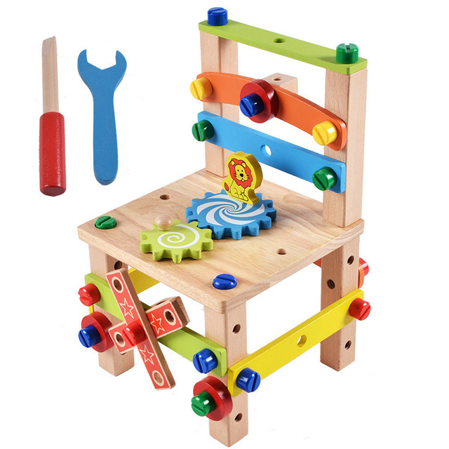 Drewniana skrzynka z narzędziami DIY dla dzieci - edukacyjne zestaw narzędzi do naprawy, symulacja, nauka inżynierii, puzzle - prezent dla chłopca - Wianko - 25