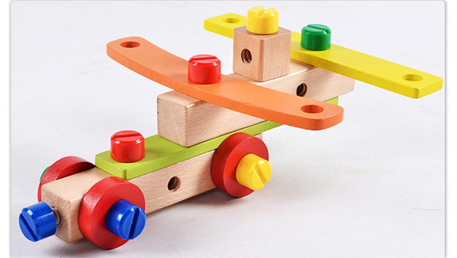 Drewniana skrzynka z narzędziami DIY dla dzieci - edukacyjne zestaw narzędzi do naprawy, symulacja, nauka inżynierii, puzzle - prezent dla chłopca - Wianko - 18
